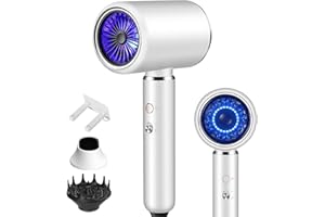 Bizcasa Phon Capelli Professionale, Asciugacapelli con Motore AC 2200w per Asciugatura Rapida, 4 Impostazioni Di Temperatura, 2 accessori styling, per Salone e Molte Acconciature (Bianco)