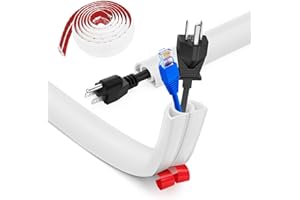 BUERPINKING Canalina Passacavi Calpestabile, 3.0m X 2cm Canaline Passacavi Da Muro, Copricavi Pavimento, Cache Cable Pavimento, Canalina Passacavi Adesiva Flessibile,Passacavi Pavimento Per Tutti I Cavi (Bianco)