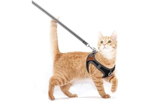 HEMIKS Katzengeschirr, Katzengeschirr mit Leine Ausbruchsicher Reflektierend,Einstellbar Katzengeschirr Kitten Leicht Katzen Geschirrset Katzenweste für Kätzchen Welpe (XS, Schwarz)