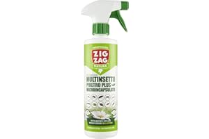 ZIG - ZAG Spray Insetticida Antizanzare con Piretro Vegetale, Trigger per uso Interno ed Esterno, Contro Zanzare, Formiche, Cimici, Vespe, Mosche, Effetto Barriera e Repellente, 500ml
