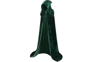 maxToonrain Green Cape Adult,Unisex Witch Velvet Vampire Cape Hooded Full Length Robe Cloak World Book Day Fancy Dress Halloween Costumes Accessories for Men(140)