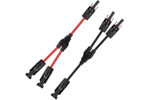 DOZYLIVE 2 Pièces Câble Y Panneau Solaire 4mm² 8AWG Connecteur Solaire MC4 Y Mâle Femelle ((MMF FFM) Professionnel Étanche IP67 pour Module PV Photovoltaïque Panneaux Solaires Rouge et Noir