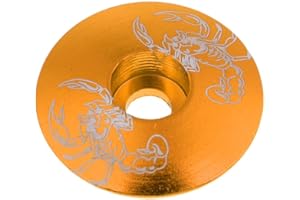 Inzopo Universal 1 1/8 inch (28.6mm) Aluminum Alloy Stem Headset Top Cap for MTB Road Mountain Bike Cycle Bicycle Cycling Gold Scorpion