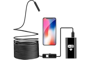 WiFi Endoscopio, Hydream Wireless Borescopio, 2.0 Megapixel HD 720P IP67 Impermeabile Telecamere di Ispezione con 8 Luci LED per Smartphone Android IOS, iPhone, Samsung, Mac, Tablet - 16.4ft (5M)