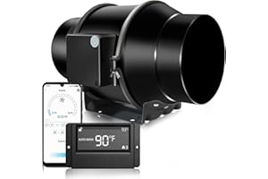 Brogachy 150 mm Intelligente Ventola Aspirazione Wifi App, Estrattore d'aria Trifase EC Motore,con Programmazione Della Temperatura e dell'umidità, Per Tende di Crescita, Soffitta Officina e Garage……