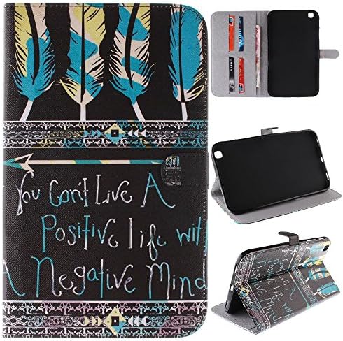 Skytar Case for Tab 3 8.0,Samsung Tab3 SM-T310 Cover -Flio Flip Case Leather Cover with [Stand function &amp; Card Slots] for Samsung Galaxy Tab 3 8.0 Zoll SM-T310 SM-T331 SM-T335 Tablet,Feather Quote