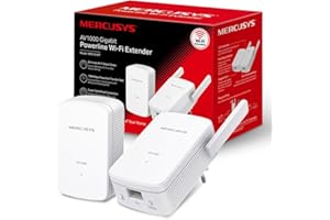 MERCUSYS MP510 KIT TP-Link CPL 1000Mbps WiFi Adaptateur Réseau CPL, WiFi N300Mbps, Homeplug AV2 1000Mbps, Boitier CPL, Brancher et Utiliser, Port Ethernet Gigabit, OneMesh, CPL Fibre