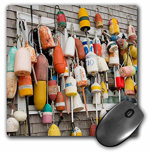 3dRose mp_190255_1 8" x 8" USA Rhode Island Block Island. Fishing Buoys and Floats. Mouse Pad