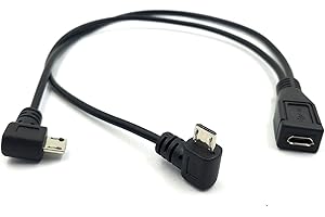 Duttek Kabel rozdzielający micro USB, rozdzielacz micro USB 1 na 2, kabel micro USB żeński na podwójny 2 mikro USB męski kąt prosty 90 stopni konwerter kabel ładujący o wysokiej prędkości 25 cm / 10 cali