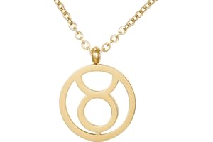 Morella Collar Acero Inoxidable Oro con Colgante Signo del Zodiaco en Bolsa de Terciopelo