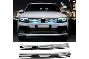 PANTHEM Juego de 2 embellecedores para rejilla delantera compatible con V-W Tiguan II 2017 2018 2019 2020, de acero inoxidable