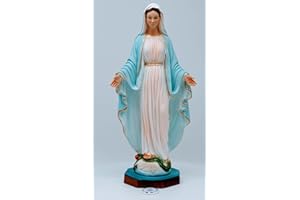 OVUNQUE PROTEGGIMI Statua Madonna Miracolosa o Immacolata in Resina, cm 40, per Interni ed Esterni, Statuetta della Madonnina Realizzata e Dipinta in Italia