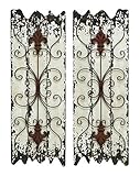 Benzara Elegant Wall Sculpture Wood Metal Wall Decor, 32/11-Inch, Set of 2