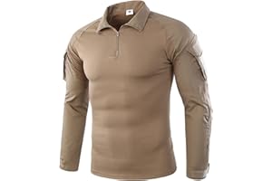 Uugood Camicia Militare Uomo, T-Shirt da Combattimento a Maniche Lunghe, Camicia Airsoft Camicia Camouflage Uniforme Tattica Multicam per la Caccia di Paintball dell'Esercito