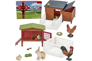 Hyrenee Fattoria Playset Fienile Fattoria Giocattoli Playset Animali Fattoria Figurine Recinto Pollo Coop Coniglio Fattoria Figure Animale per 3-12 Anni Bambini Ragazzi Ragazze Toddlers