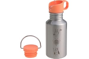 LÄSSIG Barndrickflaska i rostfritt stål, 500 ml orange natur | För dagis och skola, robust, okrossbar, läckagesäker, BPA-fri