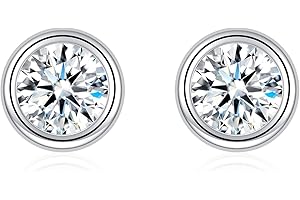 Deyanse Srebrne kolczyki na sztyfcie dla kobiet, srebro wysokiej próby 925, okrągłe, gwiazdki, hipoalergiczne kolczyki z cyrkonią, małe kolczyki 5 mm do spania z pudełkiem na prezent