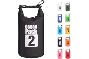 MORAINJAY 2L Wasserdichter Beutel, Schwarz Dry Bag 2L/5L/10L/15L/20L/25L/30L Wasserdicht, Schützt Telefon, Roll Top wasserdichte Tasche Rucksack Packsack Seesack für Schwimmen/Rafting/Bootfahren