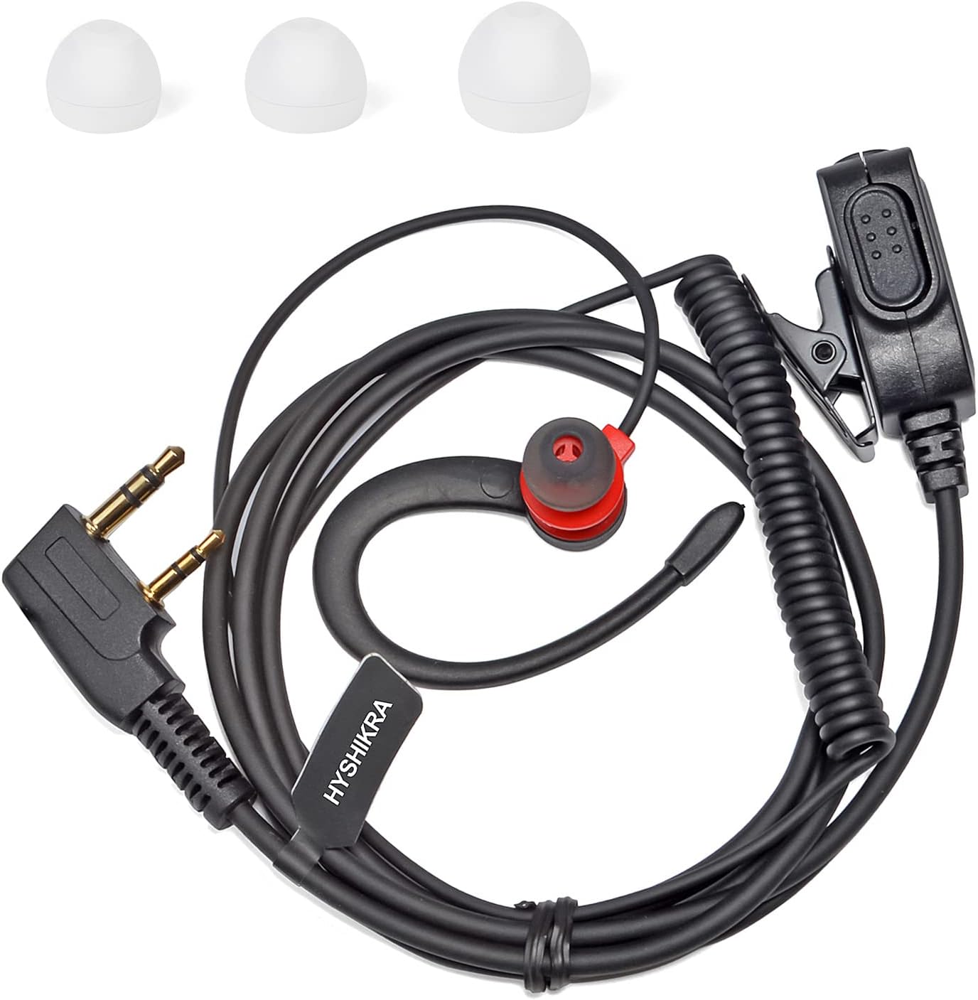HYSHIKRA Auricular de Radio Ligero en Forma de G Compatible con retevis Baofeng Kenwood RT24 UV5R TK250 TK320 Walkie Talkie (Rojo, 1 Pack)