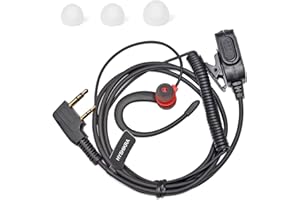 HYSHIKRA Auricular de Radio Ligero en Forma de G Compatible con retevis Baofeng Kenwood RT24 UV5R TK250 TK320 Walkie Talkie (Rojo, 1 Pack)