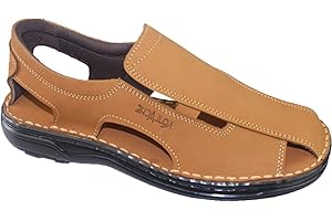KATCH Mens Sandals Nubuck Leather Sandals Men Closed Toe Walking Sandals for Men Outdoor Comfortable Sandals Mens Leather Sandals Casual Beach Summer Walking Shoes