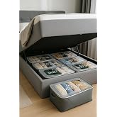 وسادة سترة Deconox كبيرة الحجم من القماش السميك Hurch | ترتيب متعدد الأغراض تحت السرير Hurcu Gray (64cmx45cmx20cm) 4 قطع 6 لتر