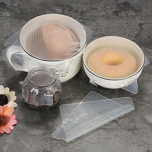 Decdeal 4St Silikon Frischhalte-Deckel Stretch-Deckel für Dosen, Schüsseln, Becher, usw.