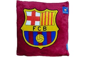 Fc Barcelona FCB Cojín Decorativo 3D, Escudo Oficial, 35 x 35 x 10 cm, Poliéster (Tercipelo y Fibra 50x50cm)