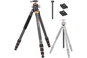 Treppiede in Carbonio, Refoni C247T Treppiede Monopiede per fotocamera, 173 cm Treppiede compatto con Testa a Sfera panoramica a 360 gradi per DSLR, videocamere, con un carico massimo di 20 kg
