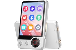 JOLIKER Odtwarzacz MP3 128 GB z Bluetooth 5.3, bezstratny odtwarzacz muzyki HiFi z dwoma gniazdami słuchawkowymi, głośnikiem HD, ekranem dotykowym, funkcją śledzenia głosu, radiem FM, przenośny odtwarzacz MP3