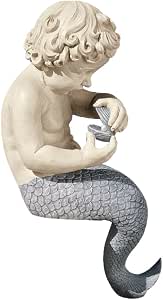 Design Toscano Figur „The Ocean's Little Treasures“ – Sitzende Meerjungfrau, Handbemalt – Für Garten & Wohnung
