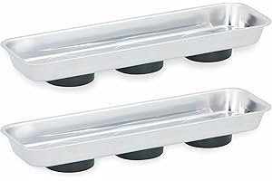 KINZO Set di 2 vassoi magnetici in acciaio inox, rettangolari, 2 pezzi, per ciotole, viti, dadi sciolti, bulloni, parti in metallo, strumenti per garage