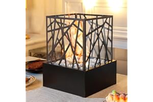 NEWIMAGE Fossa del fuoco da tavolo, ciotola del fuoco alto 29 cm Camino portatile da tavolo a combustione pulita a bio etanolo senza ventilazione per feste all'interno, all'aperto, nel patio