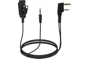 HYSHIKRA Uniwersalny 2-pinowy adapter audio K1 do 3,5 mm z PTT (Push to Talk) kompatybilny z BaoFeng UV5R 888S, radiem Kenwood i interfejsem wejścia audio 3,5 mm z wbudowanymi mikrofonami
