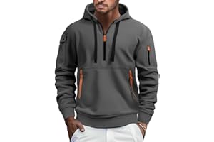 EDITCOZY Mens Half Zip Fleece Jumper Hoody Long Sleeve Sweatshirts Zip Up Pullover Jumper with Pockets