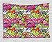 Produktbild MLNHY Urban Graffiti Tapestry, Arrow Pierced Bubbly Hearts and Skull Detailed Sharp Edged Shapes Street Art, Wall Hanging for Bedroom Living Room Dorm, 80 W X 60 L Inches, Multicolor