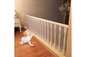 Revanom Child Safety Net, Balcony, Patios and Railing Stairs Netting, Safe Rail Net for Kids/Pet/Toy, Sturdy Mesh Fabric Material, 9.8 ft White Color