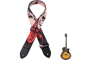 Zimoer Sangle de Guitare, Sangle de Basse, Bandoulière à Guitare, Sangle de Guitare Réglable avec Extrémité en Cuir, Accessoire de guitare pour guitares acoustiques, classiques, électriques, basses