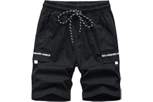 CAMLAKEE Short Cargo Garçon Bermuda Enfant Pantalon Court Été avec Taille Élastique