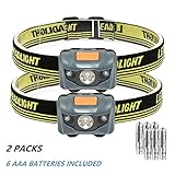 LED Running Head Torch Headlight Super Bright Mini Headlamp 4 Brightness Modes AAA Battery Powered Helmet Light for Camping/Hiking/Fishing (pack of 2 sets)