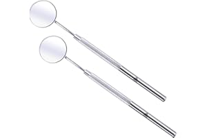 Arsuk acciaio inox specchietto dentista per bocca ispezione. Antiappannamento specchio dentale anti tartaro specchietto denti dentista strumenti (Pack of 2).