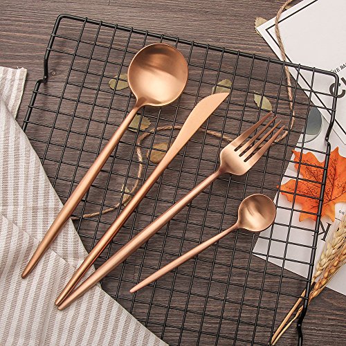 LEKOCH Bunte 4-teilig 18/10 Edelstahl Besteck Set (Rose Gold) - 2