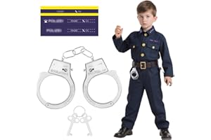 Alaoo Kajdanki z metalu, kajdanki, metalowa zabawka z kluczem, przestępca, skazany, policjant, zabawka, na Halloween, karnawał, imprezę tematyczną, odgrywanie ról do gier