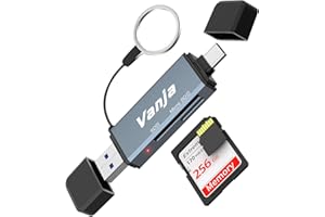 Vanja SD Kartenleser USB C, Dual USB 3.0 Stecker Micro SD Adapter Kartenlesegerät für SD, SDHC, SDXC, TF | Kompatibel mit iPhone 17/16/15, Android, Windows/macOS