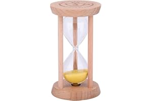 WEIYE Mini-Sanduhr – Holz-Sanduhr, Timer, Holzfarbe, Werkzeug für Zuhause und Restaurant, 1 Minute/3 Minuten, Wood + Yellow, 3min