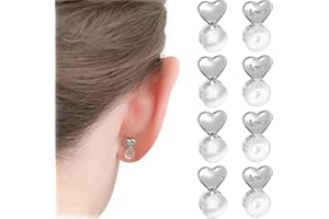 AFCJLTO 4 Pares Tuercas Hipoalergenicas Cierres Elevadores De Pendientes Para Lobulos Caidos O Rasgados, Sujeta y Levanta Pendientes, Cierre Elevador(Plata)