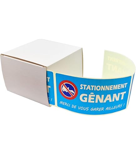 Autocollants stationnement interdit. voiture Mal garée. (10,5 × 14,8 cm