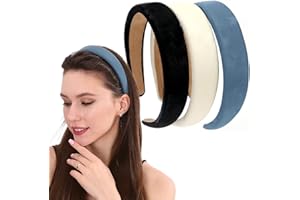 LONEEDY 3PCS Fascia per capelli in pelle rigida Ampia fascia imbottita in PU Fascia per capelli in stile retrò Fasce comode per donne e ragazze ((Nero + Bianco + Grigio Verde))