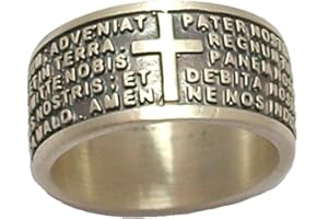 GIOIELLI AURUM Anillo de hombre de plata 925 ‰ con el Padre Nuestro en latín para mujer o unisex