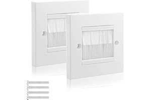 TRIFLETOPIA 2 Pcs Brush Wall Plate with White Brushes, Brush Plate for Covering Outlets & Tidying Cords, Wall Mounted Cable Brush Plate for Easy Cable Management